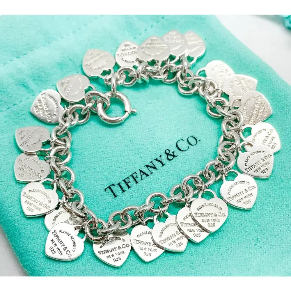 Tiffany & Co. Return to Tiffany Multi Heart Tag Bracelet Sterling Silver 7" - Picture 1 of 15